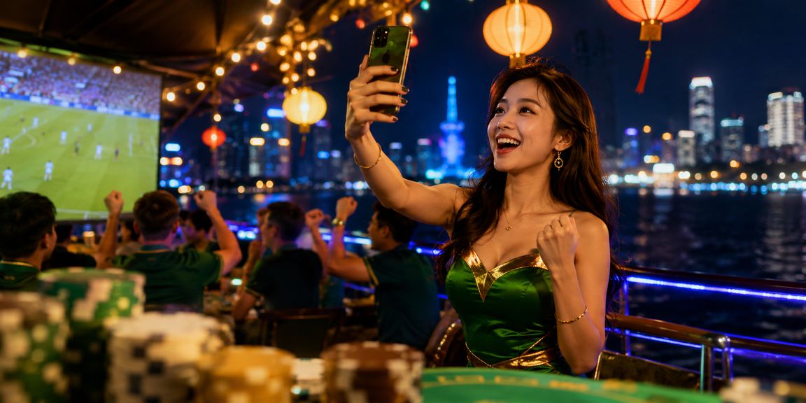 Quang cảnh chợ đêm Đà Nẵng với người dùng theo dõi kết quả bóng đá và đặt cược trên điện thoại